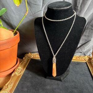 Carnelian Carved Crystal Pendant with Chain